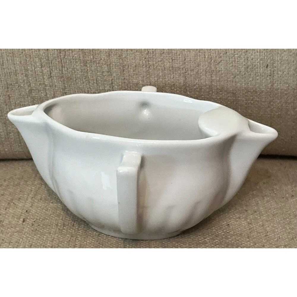 Vtg Pillivuyt France White Porcelain Double Spout & Handle 6